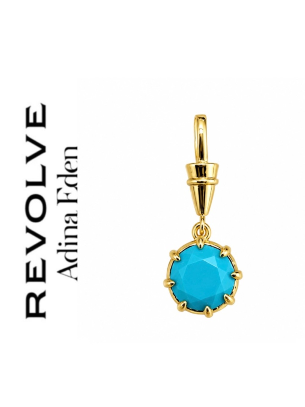 Revolve x Adina Eden Turquoise Prong-Set Faceted Round Drop Bale Charm